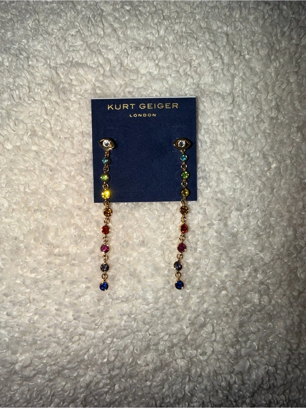 Kurt Geiger Gold-Tone Rainbow Crystal Drop Earrings